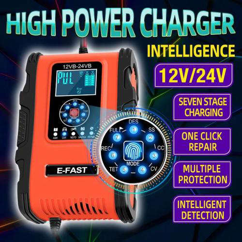 12V 24V 12A Smart Automatic Battery Charger for GEL WET AGM Lithium Iron LiFePO4 LiPo