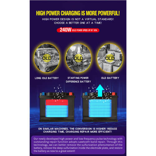 12V 24V 12A Smart Automatic Battery Charger for GEL WET AGM Lithium Iron LiFePO4 LiPo