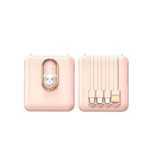 4-In-1 Power Bank 10000Mah Micro USB Type C And IOS Built-In Cable With LED Flashlight