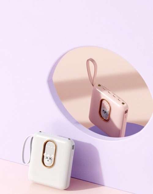 4-In-1 Power Bank 10000Mah Micro USB Type C And IOS Built-In Cable With LED Flashlight