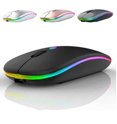 USB Rechargeable RGB 2.4Ghz Matte Wireless Bluetooth Slim Mouse