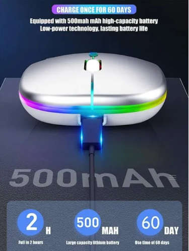 USB Rechargeable RGB 2.4Ghz Matte Wireless Bluetooth Slim Mouse