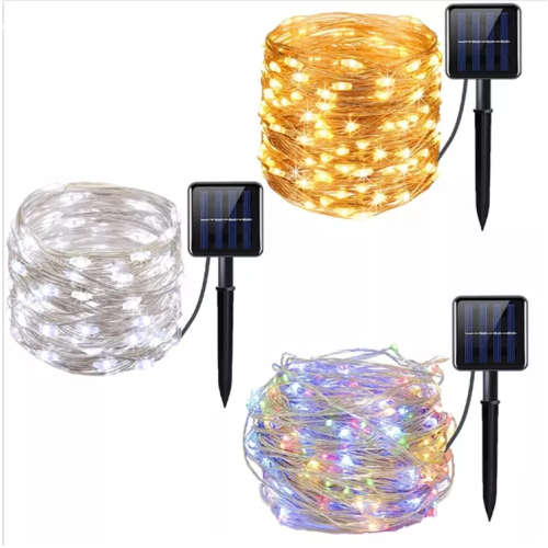 10m Outdoor Solar Led Starry Sky Light Waterproof Copper Wire Fairy Colorful Light Balcony Garden De