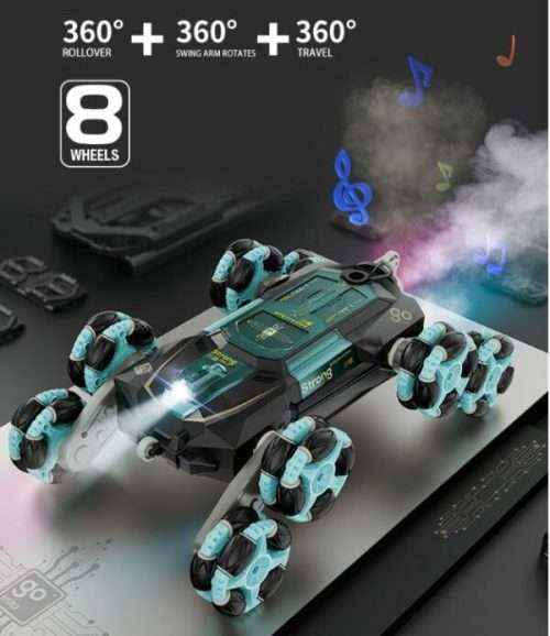Remote Control 8 Wheel Climbing Stunt Car 360° Rotation With Spray Effect, Lights And Sounds