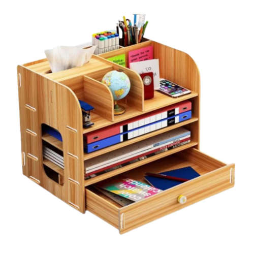 Wooden File Rack DIY File Folder Storage Box Wooden Desktop Storage Multi-Layer File Tray