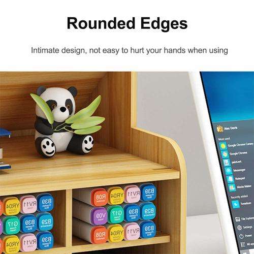 Multifunctional Wooden Storage Rack Desk Storage Piece, Large Capacity Pen Holder