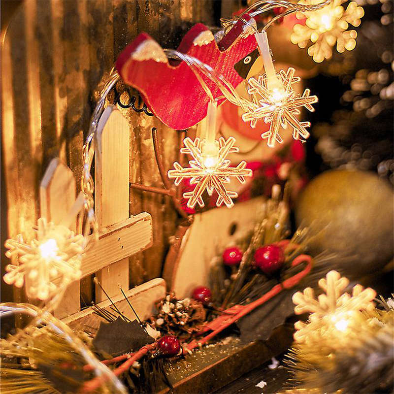 5M Snowflake Warm White String Lights Extended