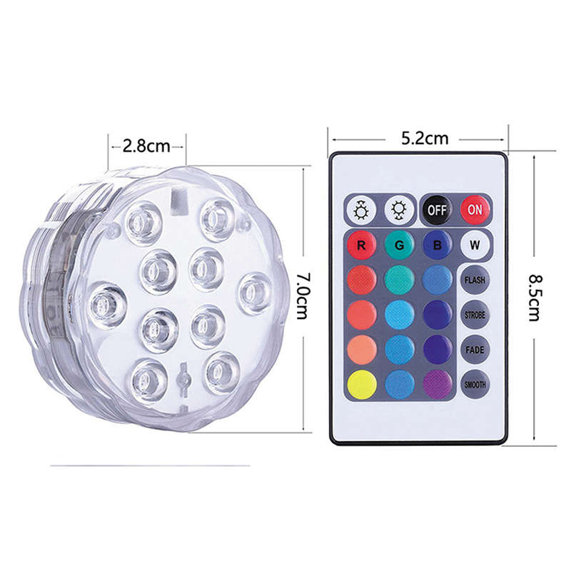 10LED RGB Submersible Waterproof Swimming Pool Wedding Party Vase Light Scenic Light with Remote Con