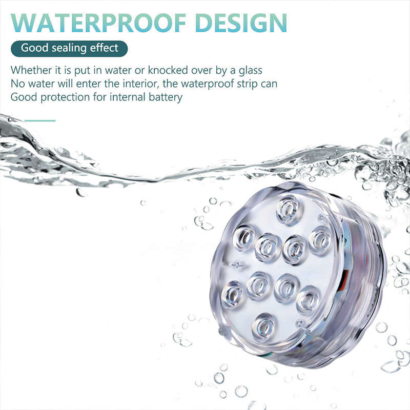 10LED RGB Submersible Waterproof Swimming Pool Wedding Party Vase Light Scenic Light with Remote Con