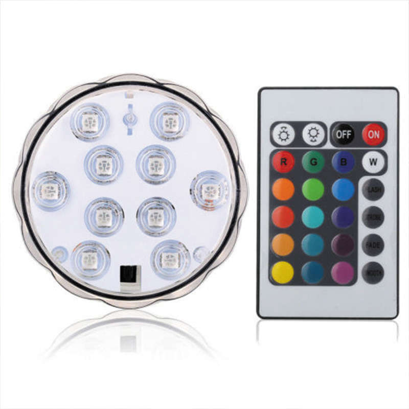 10LED RGB Submersible Waterproof Swimming Pool Wedding Party Vase Light Scenic Light with Remote Con