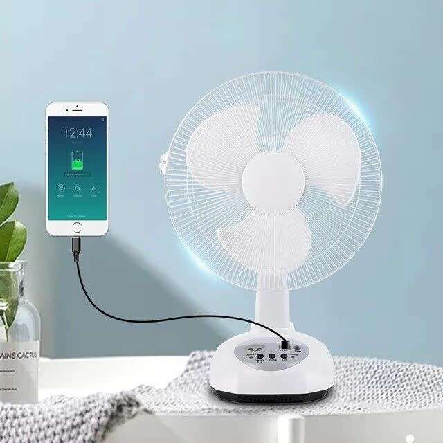 12-Inch Rechargeable Oscillating 2-Speed Solar Fan With USB Port