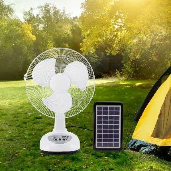 12-Inch Rechargeable Oscillating 2-Speed Solar Fan With USB Port