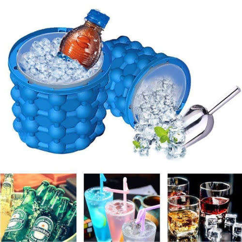 Portable Ice Bucket Silicone Ice Cube Ice Maker Mold Cube Tray