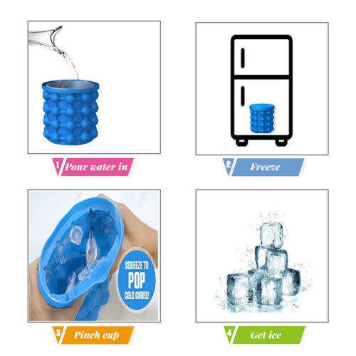 Portable Ice Bucket Silicone Ice Cube Ice Maker Mold Cube Tray