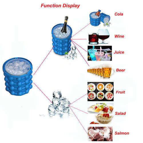 Portable Ice Bucket Silicone Ice Cube Ice Maker Mold Cube Tray