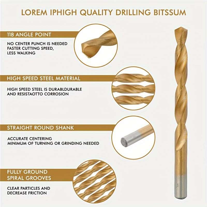 Twist Drill Bits 99-Piece Titanium Coated Twist Drill Bit Set With Box