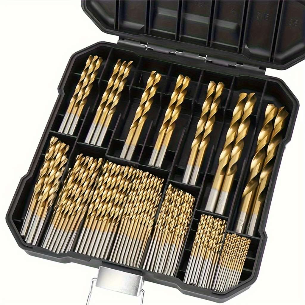 Twist Drill Bits 99-Piece Titanium Coated Twist Drill Bit Set With Box