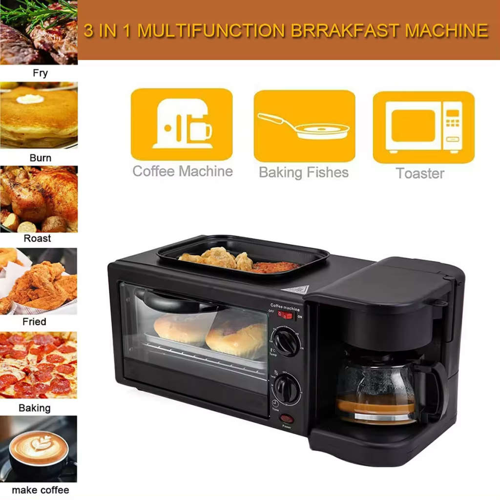 Breakfast Maker 9L With Oven Coffee Maker And Frying Pan 3 In 1