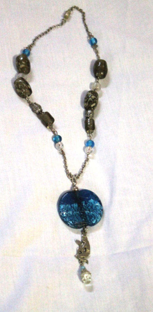 Blue Mayan glassbead & pendant