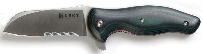 CRKT McGinnis Tuition Polished Micarta Handles Veff Serrated Flipper Knife