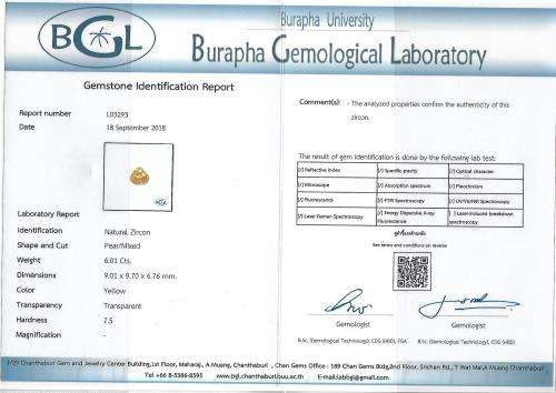 HPJ CONNOISSEURS PORTFOLIO: WORLD CLASS BIG 6.01 CT VS FULLY CERTIFIED CAMBODIAN ZIRCON
