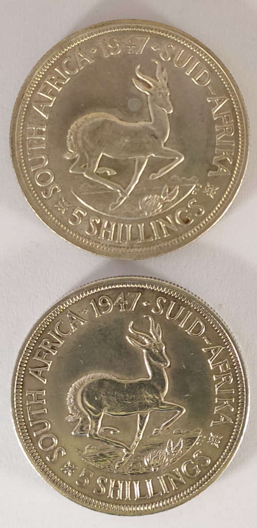 1947 5-Shillings - South Africa (x2 Coins)