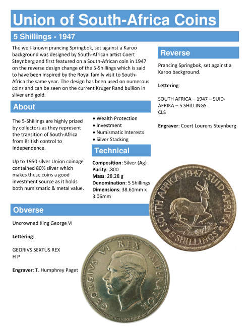 1947 5-Shillings - South Africa (x2 Coins)