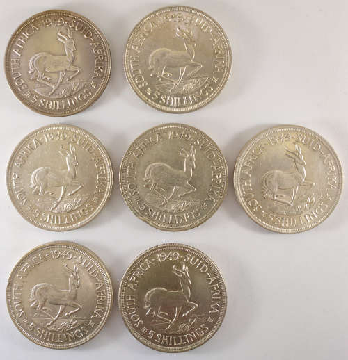 1949 5-Shillings - South Africa - (x7 Coins)