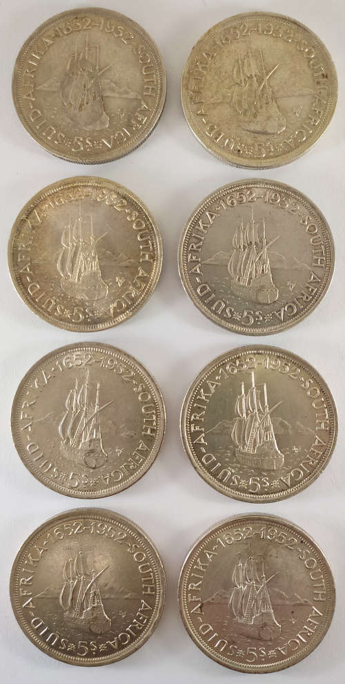 1952 5-Shillings - South Africa - (x8 Coins)