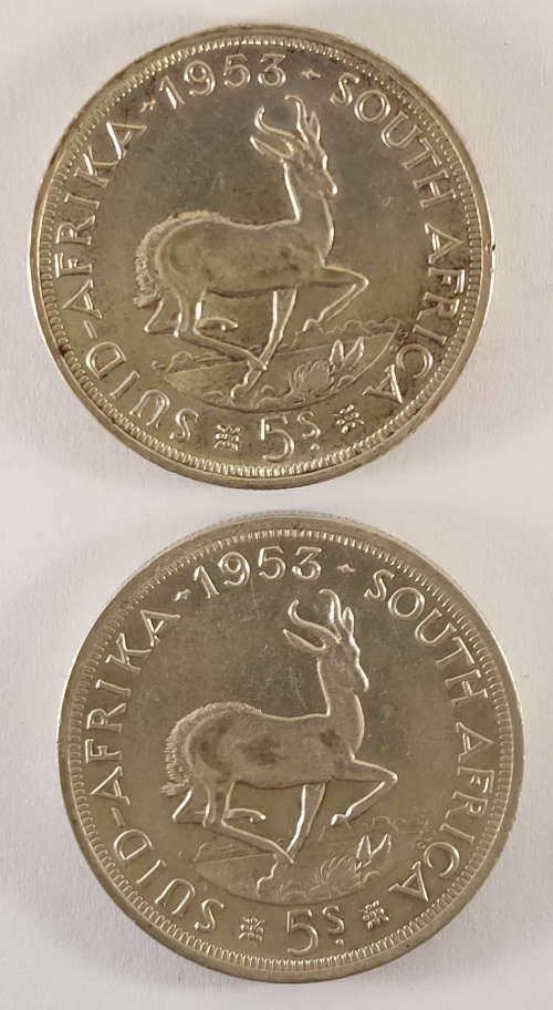 1953 5-Shillings - South Africa - (x2 Coins)