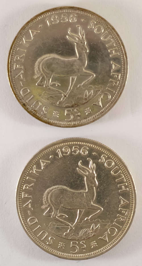 1956 5-Shillings - South Africa - (x2 Coins)