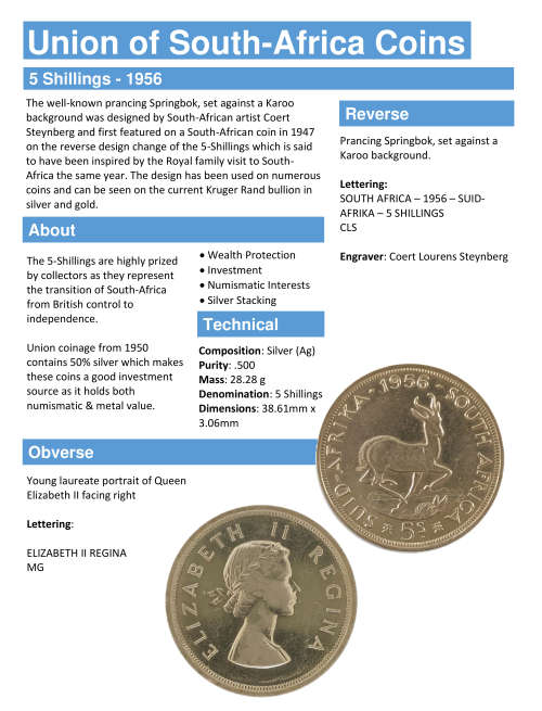 1956 5-Shillings - South Africa - (x2 Coins)