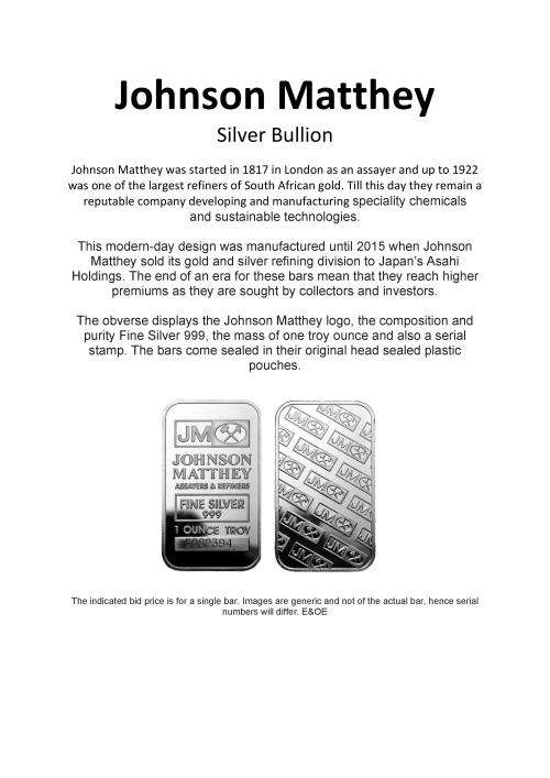 Johnson Matthey 1oz Silver Bullion Bar