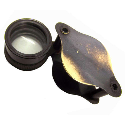 NAUTICAL ANTIQUATED BRASS 20x MAGNIFYING DOUBLET LOUPE. JEWELLER WATCHMAKER'S