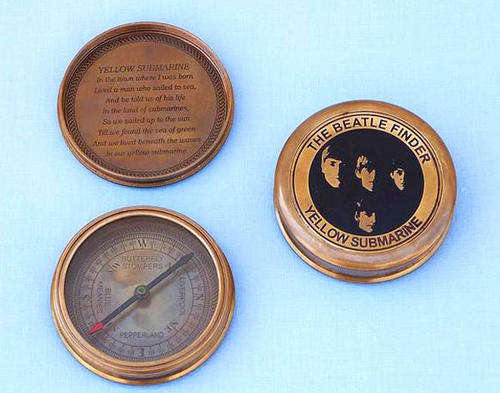 LARGE 3" "THE BEATLE FINDER" COLLECTIBLE BEATLES YELLOW SUBMARINE COMPASS