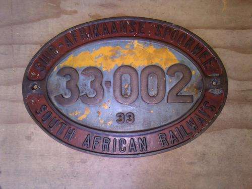 Original SAR Class 33-002 Numberplate (Aluminium)