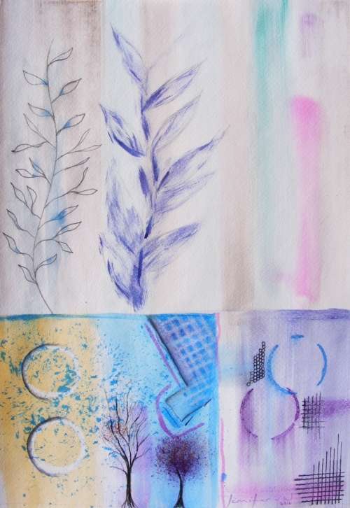 Botanicals abstract II  - Mixed Media - Jennifer van Niekerk