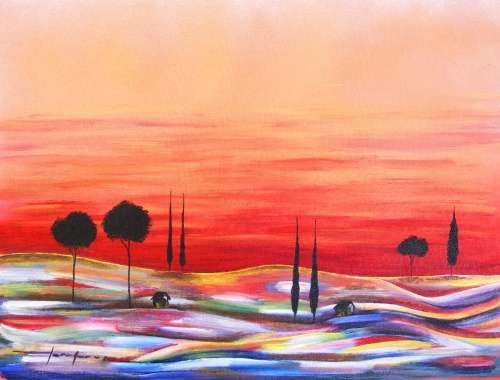 Hot African Sun - Original Acrylic Painting - by Jennifer van Niekerk