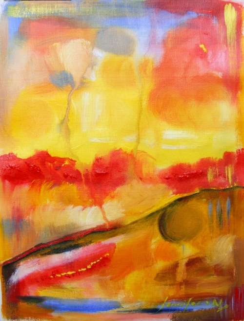 The Warm Glow of a Tuscan Garden - Original Acrylic Painting - by Jennifer van Niekerk