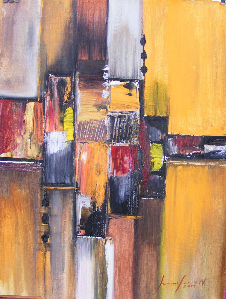 Vanilla Sunset Abstract - Original Oil Painting - by Jennifer van Niekerk