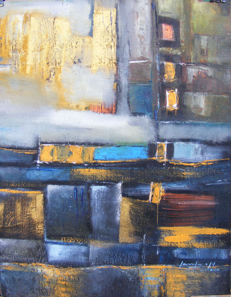 Umber Orange Abstract - Original Oil Painting - by Jennifer van Niekerk