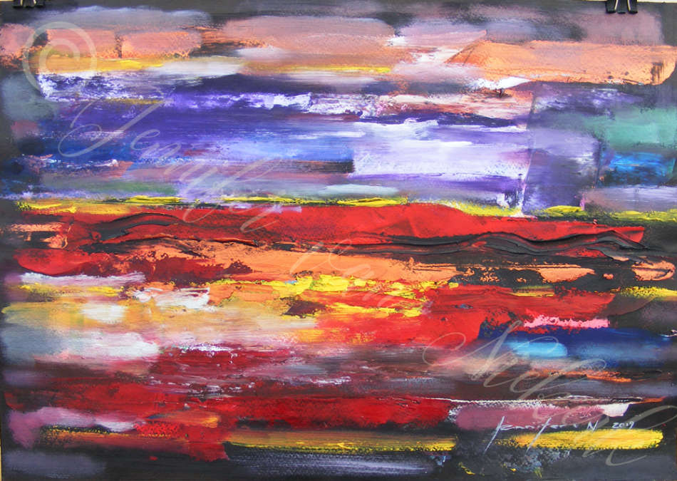 Violet Cloud Abstract Landscape - Original Oil Painting - Jennifer van Niekerk