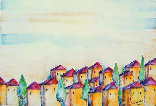 A Tuscan Village - Original Watercolour - Jennifer van Niekerk