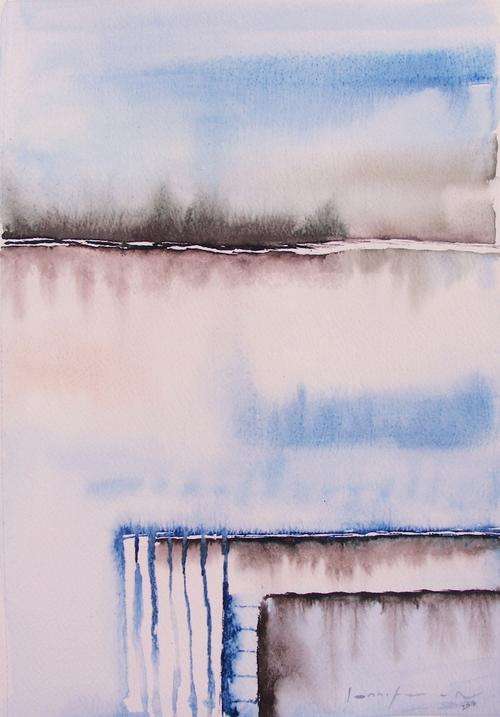 Abstract Blue Waterscape - Original Watercolour - Jennifer van Niekerk