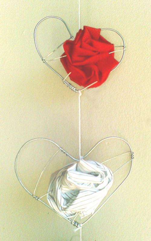 Mobile of hearts - Red & Pinstripe