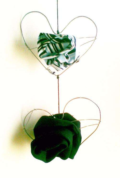 Mobile of hearts - Black & Blue stripe