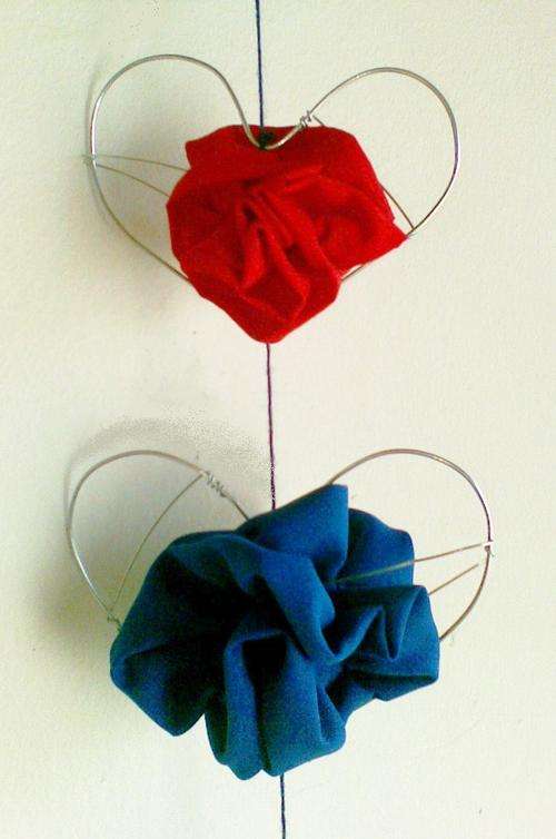 Mobile of hearts - Red & Blue