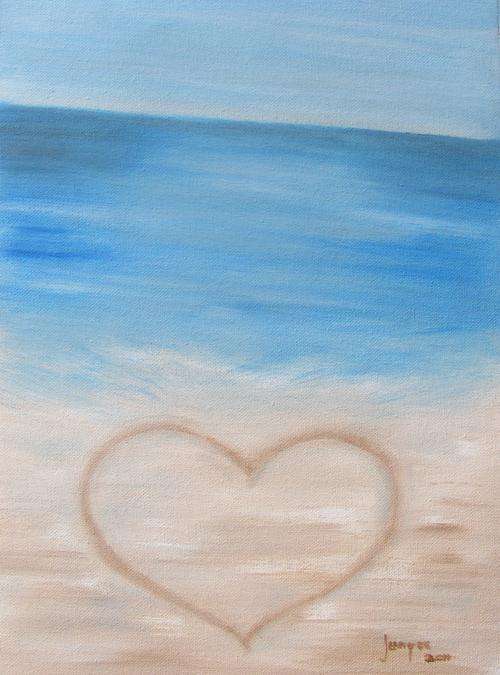 Heart in the sand - Original Oil painting - by Jennifer van Niekerk