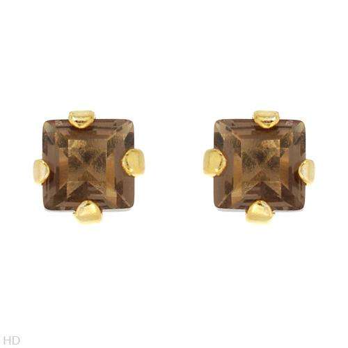 Irresistible Brand New Stud Earrings With Genuine Topazes Made in 14K/925 Gold plated Silver