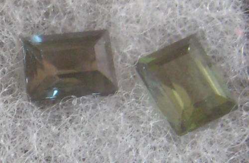 TEAL Green Emerald cut TOURMALINE, .80ct 6x4mm (Set of 2)